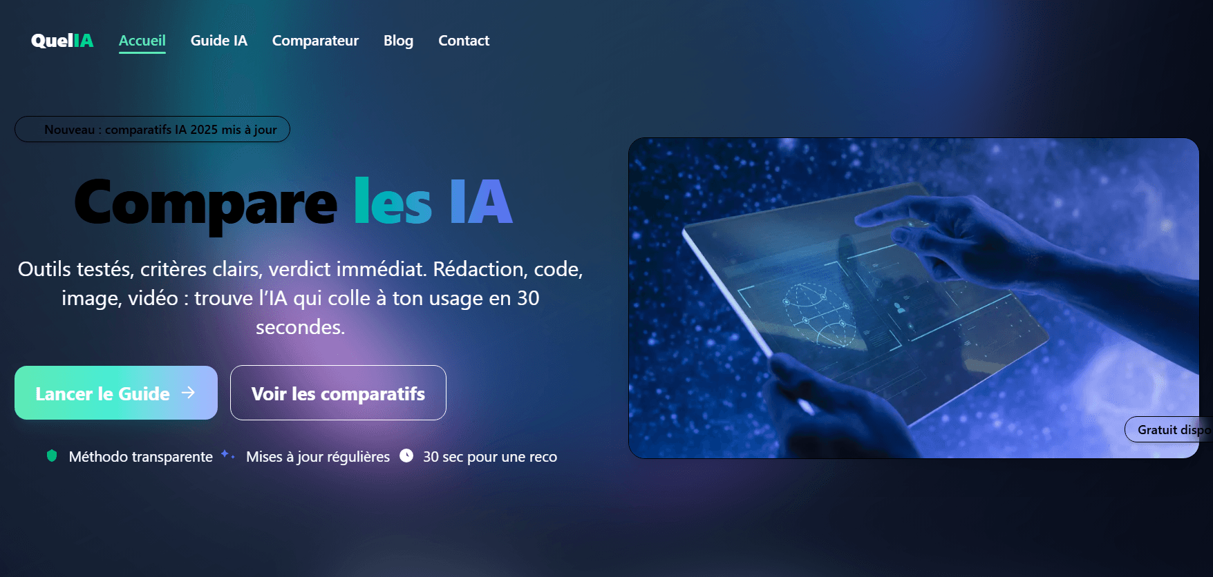 Site comparatif des différentes IA actuelles.