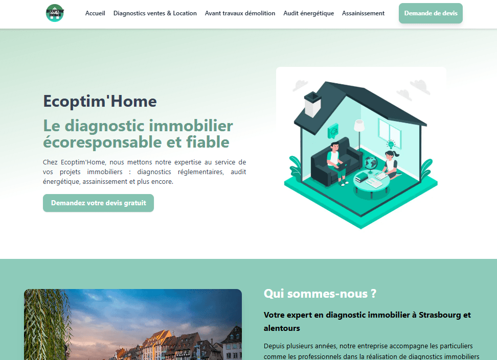 Site pour une entreprise de diagnostic immobilier.