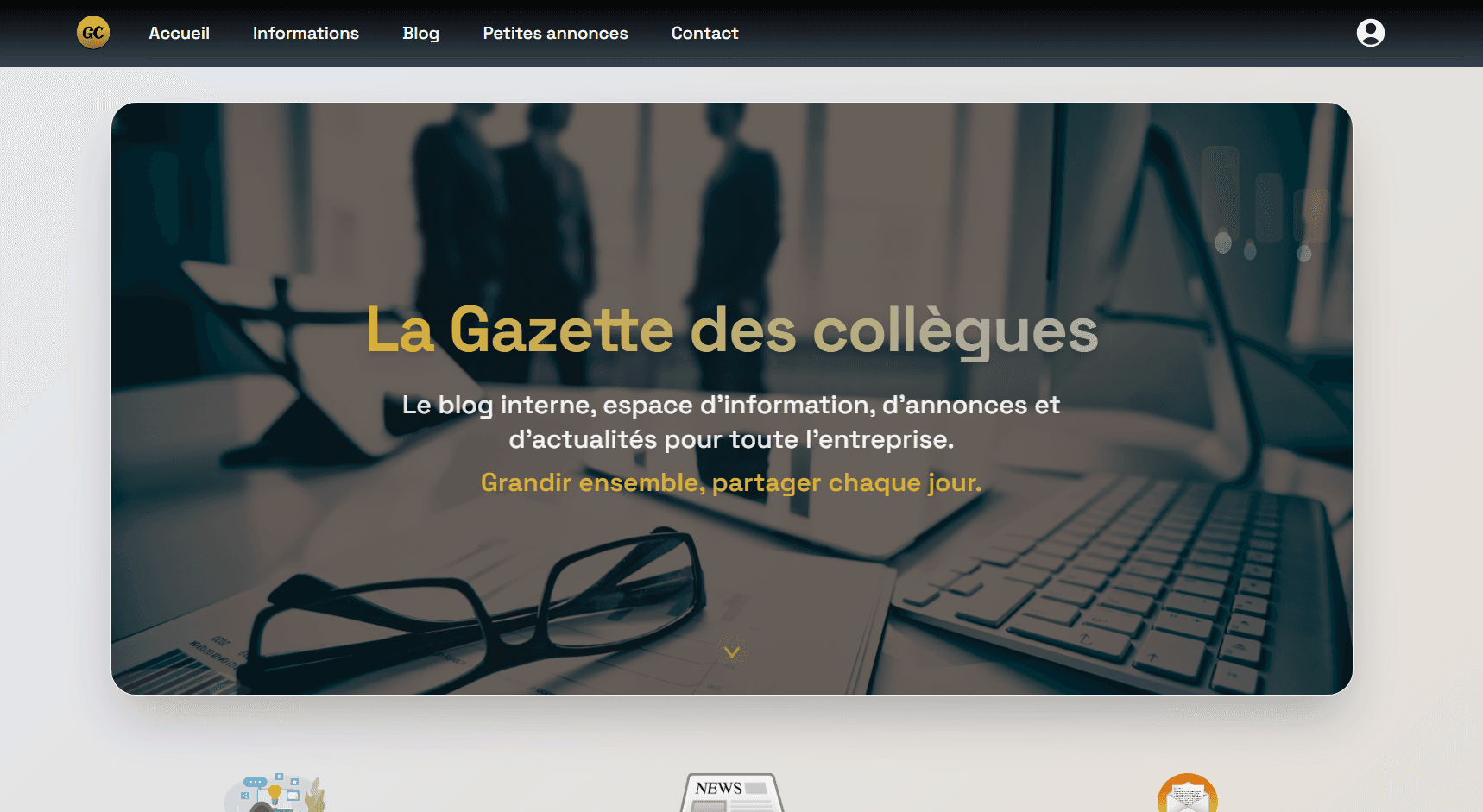 Site full stack gazette d'entreprise.
