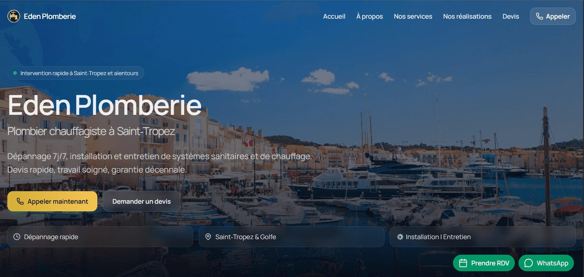 Site pour une entreprise de plomberie.