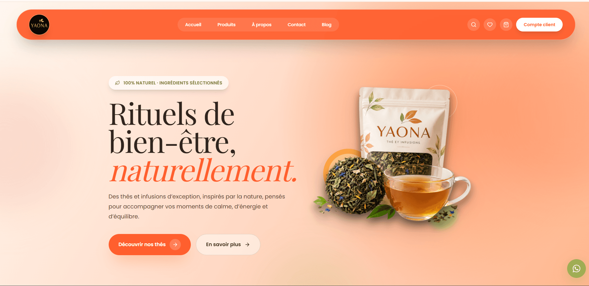 Boutique e-commerce Yaona spécialisée dans les thés et infusions.