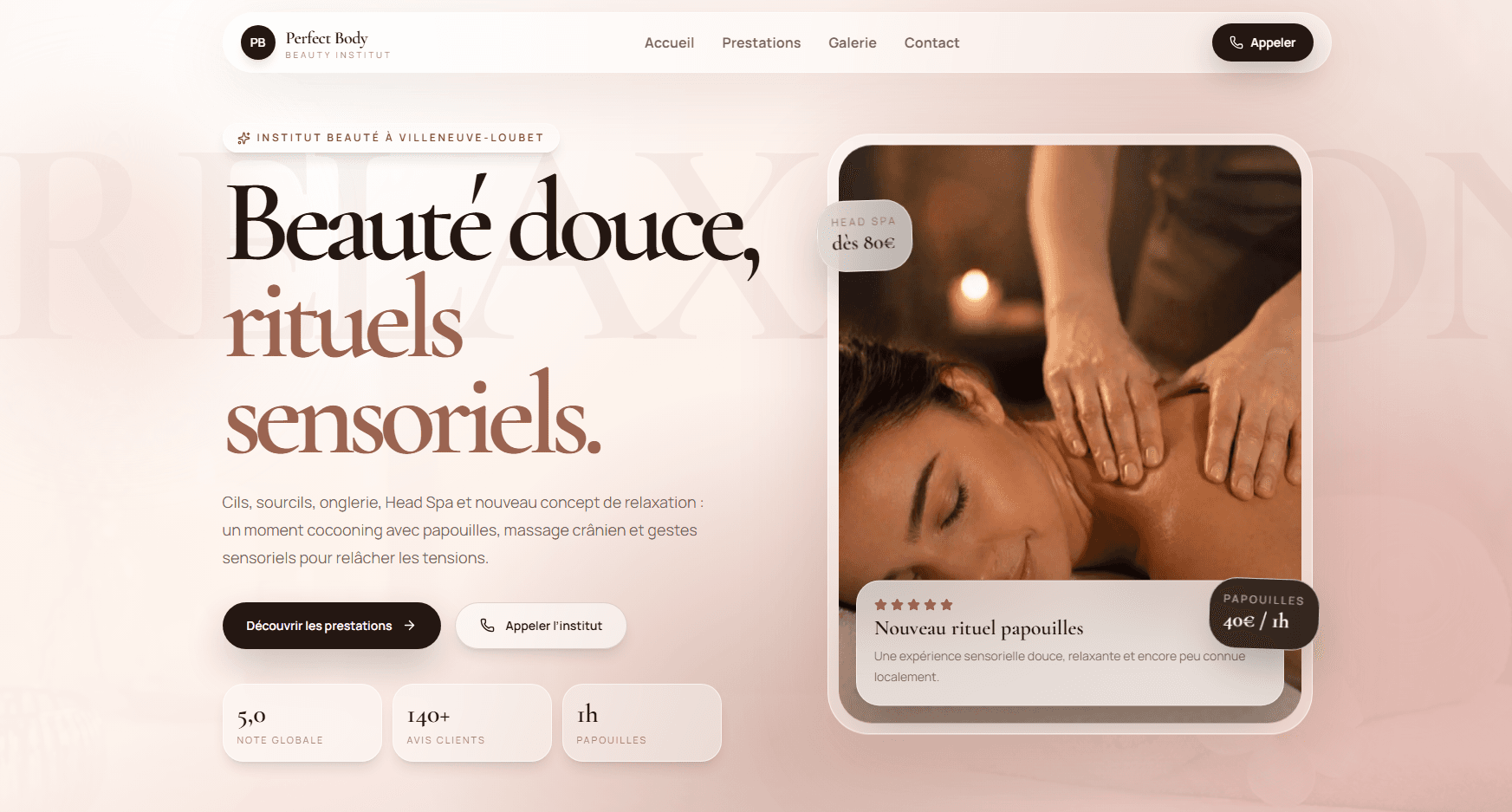 Site vitrine institut de beauté.